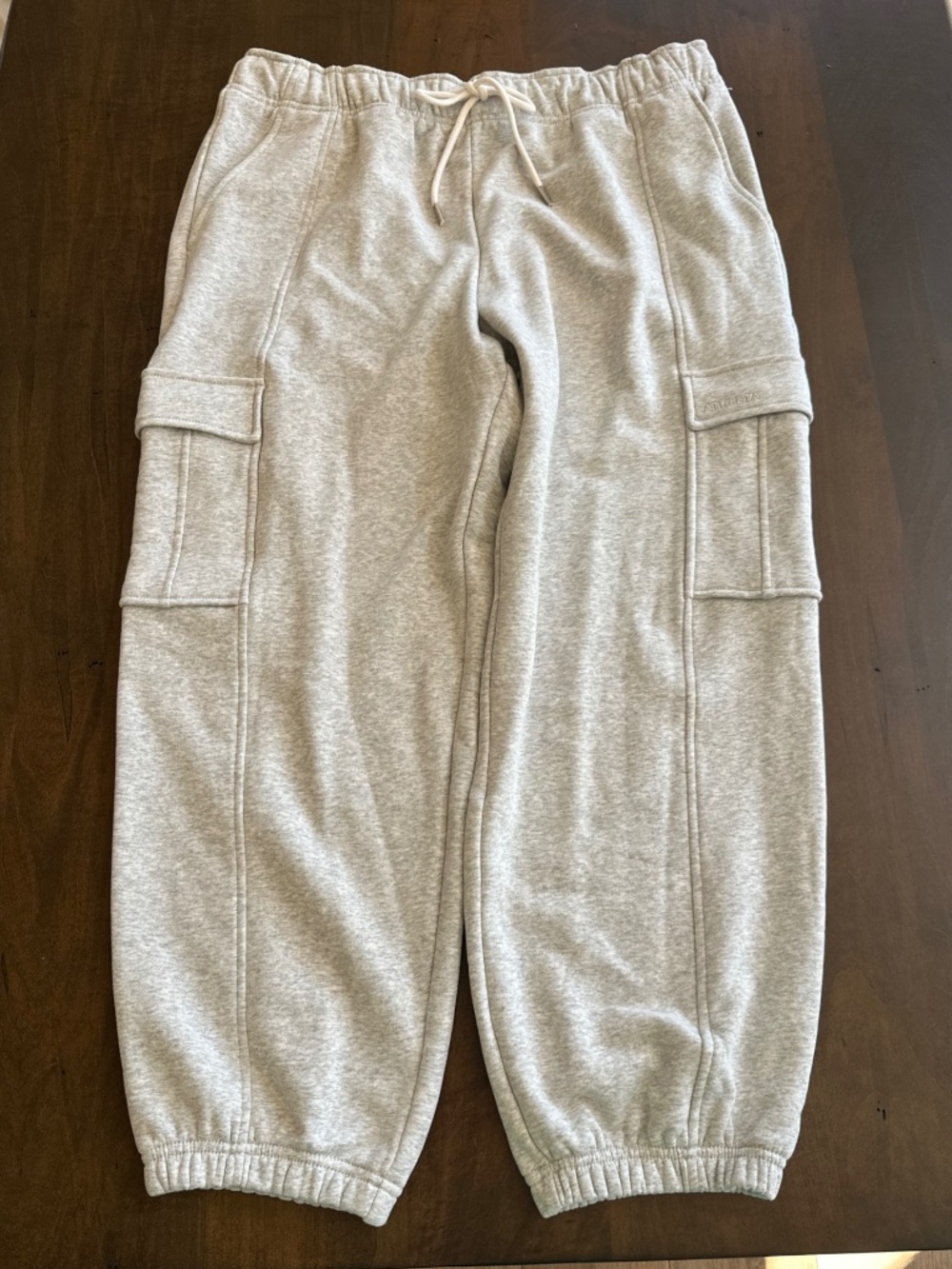 Athleta Terry Mid Rise Cargo Jogger Thick Comfy Sweatpant 646831 Grey Sz XL NEW